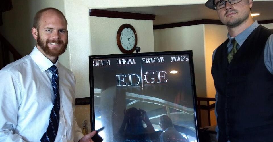 Jacob Whitley and Tyler Dean at the Edge première at the Village Theatre.